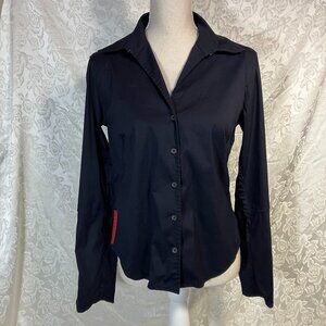 Prada Black Button-Down Shirt with Red Accent